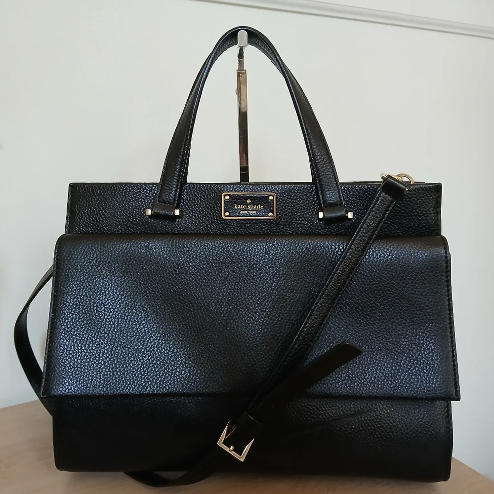 Kate Spade Carena Kay Street Pebble Handbag Purse Black Leather Satchel